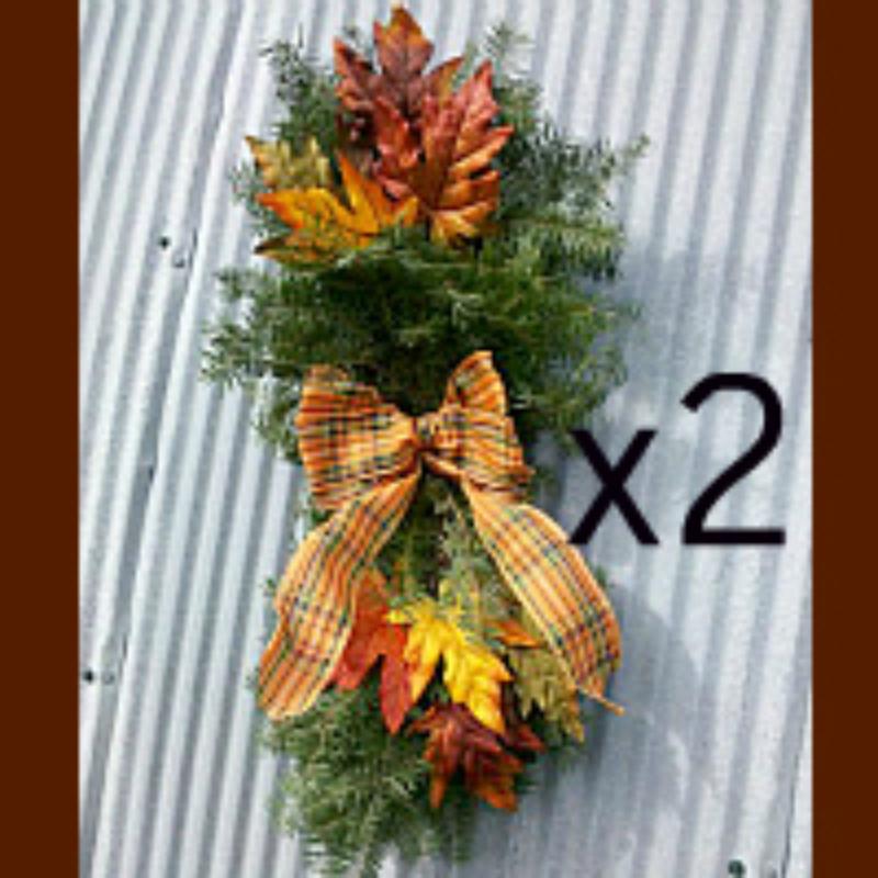 Harvest Plaid Swag PAIR - Sale Now - Regular Price $36